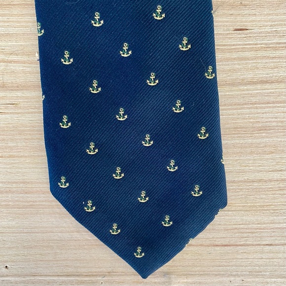 Anchors Away Embroidered Navy Blue Preppy Men’s Tie, 27/27 Collection - Picture 1 of 7